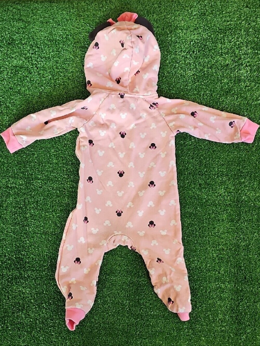 Disney Pink Minnie Mouse Hooded One-Piece with Ears And Pink Bow - Picture 5 of 6
